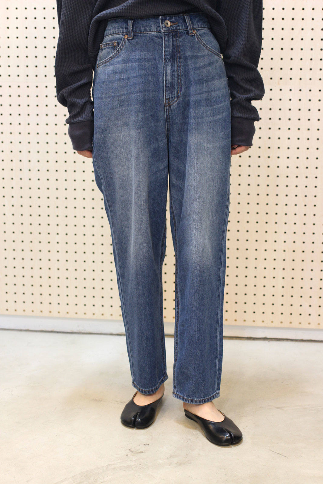 AMOMENTO ブルーハイウエストデニム HIGH WAIST DENIM WIDE /ハイウエストデニムワイド（デニム