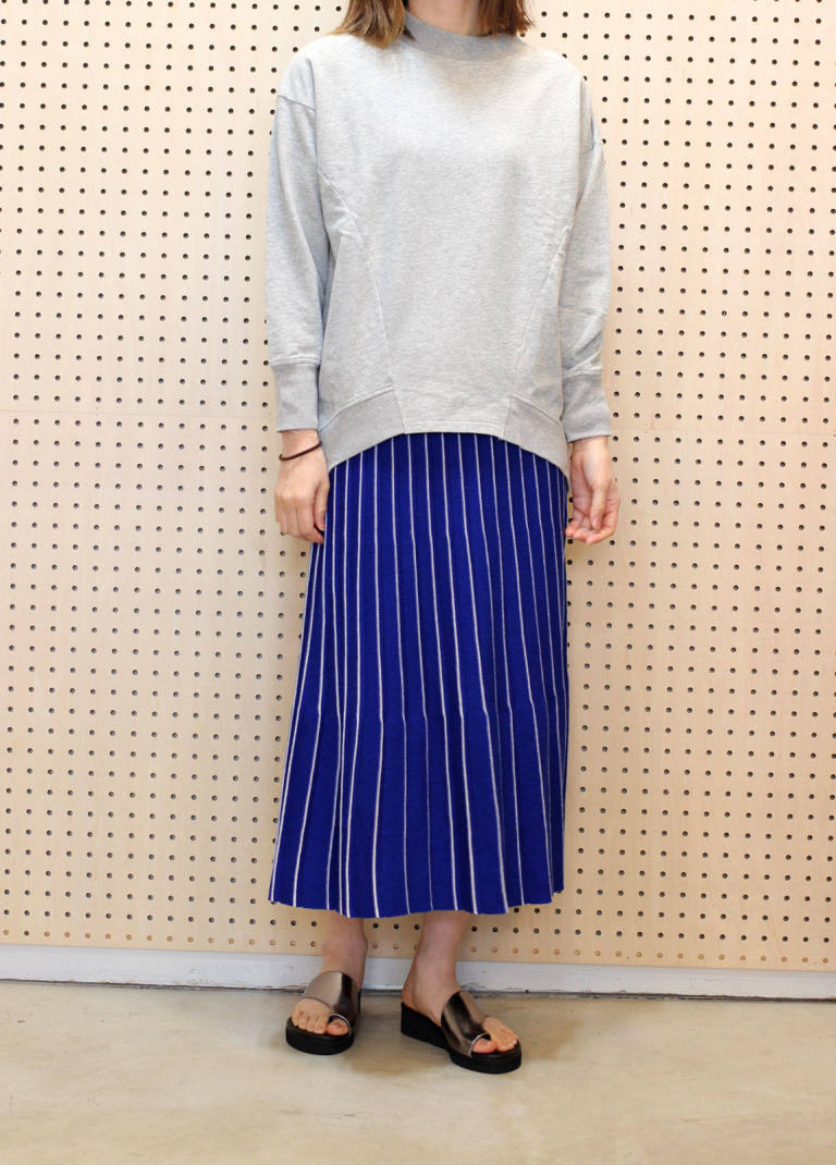 In This Life ストライプニットプリーツスカート ブルー Ravii